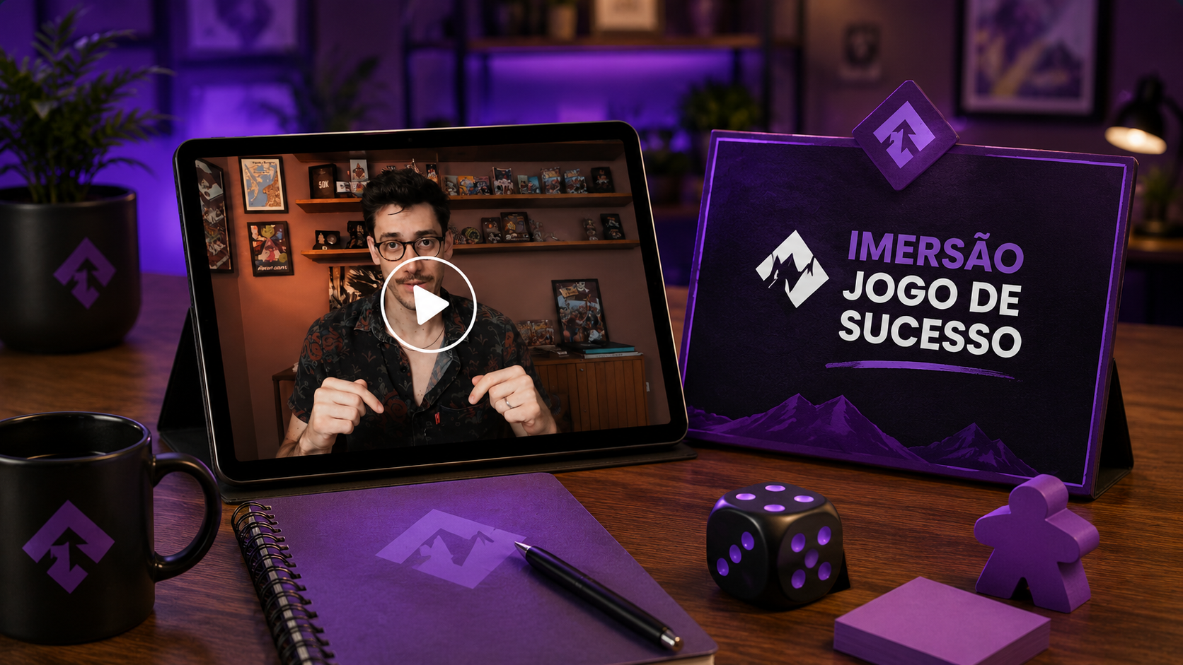 Mockup da Imersão Jogo de Sucesso em tablet sobre a mesa